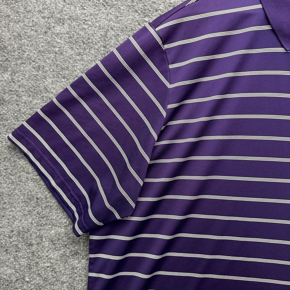 adidas puremotion Golf Polo Shirt Mens 2XL Purple Short Sleeve Striped Athletic - Picture 5 of 11
